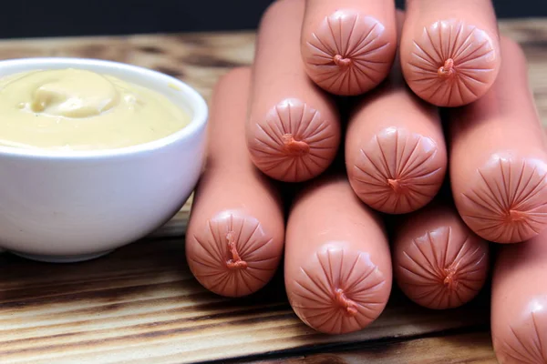 Meat Sausages Piled Top Each Other — Stock Photo, Image