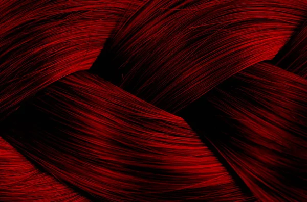 Texture Braided Straight Hair Spikelet Red Color — Stock Photo, Image