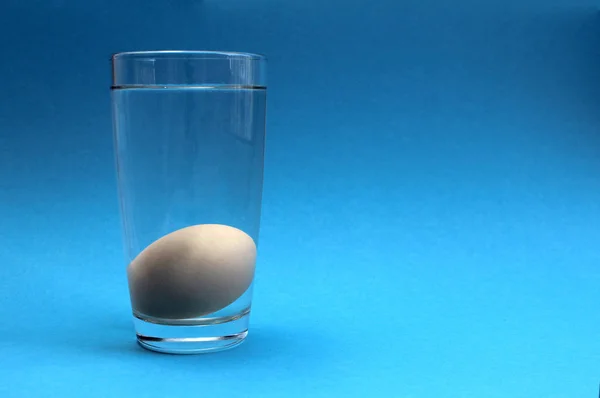 Glass Water Lies White Chicken Egg — Stock Photo, Image