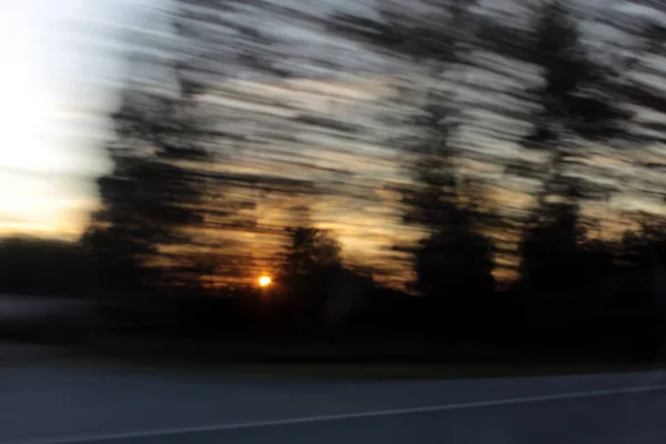 Straßenrand Abend Bei Sonnenuntergang Bewegung — Stockfoto