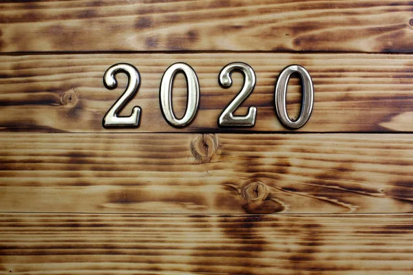 Een Houten Ondergrond Zijn Nummers 2020 — Stockfoto