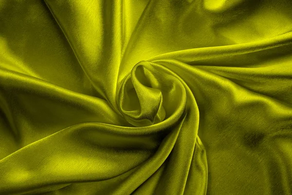 Seda Amarela Tecido Delicado Torcido Dobrado Cortinas — Fotografia de Stock
