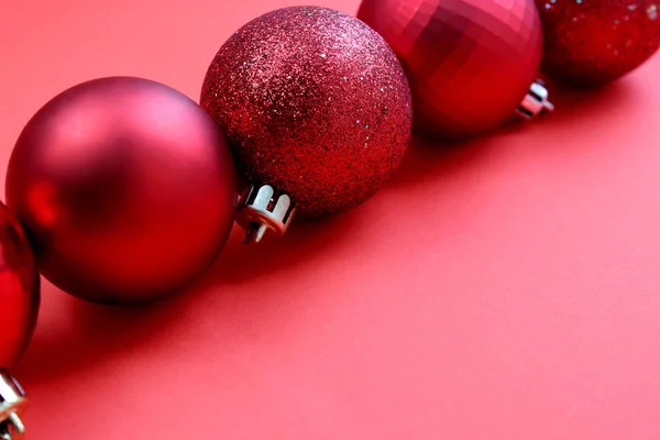 Christmas Decorations Red Laid Out One Line — Stock Photo, Image