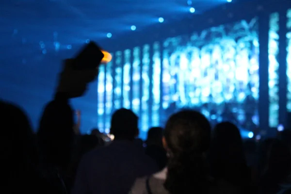 Suddigt Foto Från Konsert Där Folk Kopplar — Stockfoto