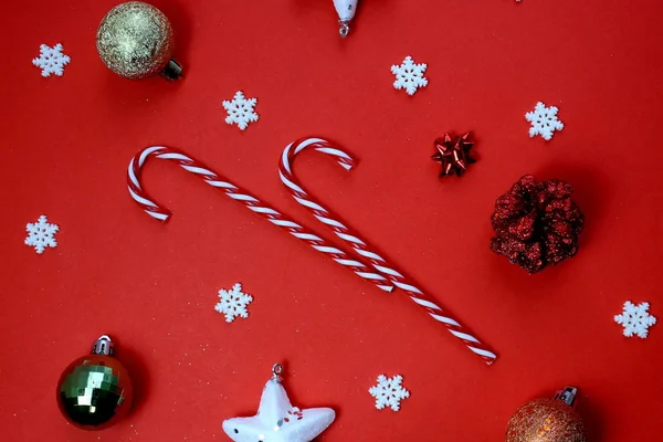 Tekstury Świąteczne Nastrój Stworzony Przez Zabawki Słodycze Boże Narodzenie — Zdjęcie stockowe