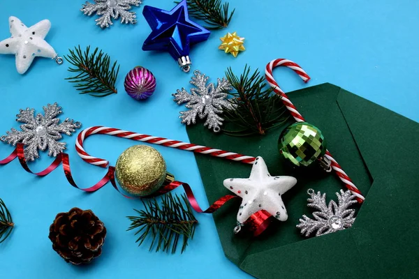Coisas Natal Brinquedos Banhados Envelope — Fotografia de Stock