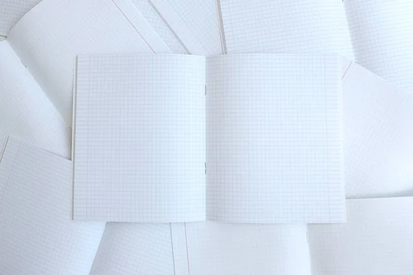 Textura Mnoha Otevřených Prázdných Zápisníků Leží Povrchu — Stock fotografie
