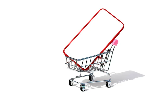 Phone Small Decorative Shopping Car — Stock Photo, Image