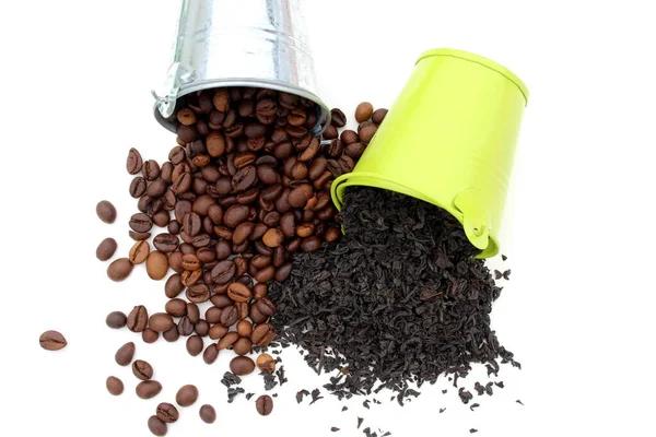 Tea Coffee Buckets White Background — Stock Photo, Image