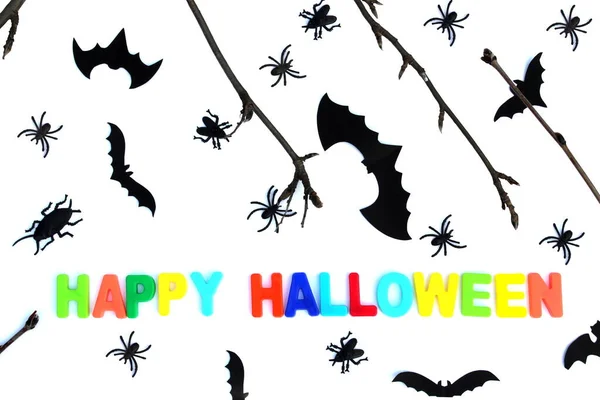 Lettering Happy Halloween Decoration White Background — Stock Photo, Image