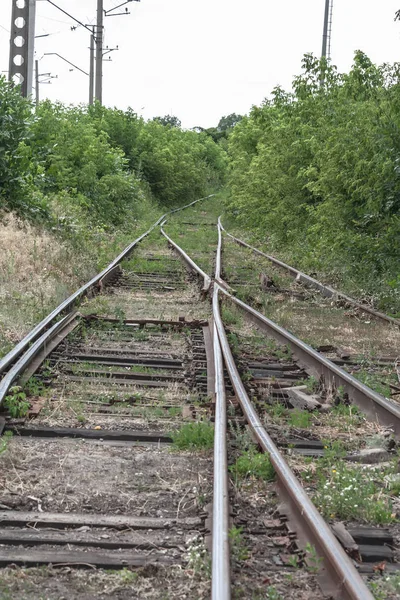 Rails and cross ties.Railway road,concept, close-up — Stock Photo, Image