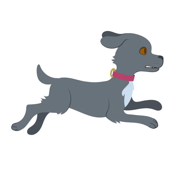 Gret Running Dog Flat Style Isolated Illustration White Background Editable — Stock Vector