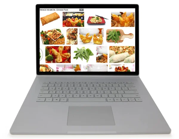 Wyszukaj w komputerze chińskie jedzenie — Zdjęcie stockowe