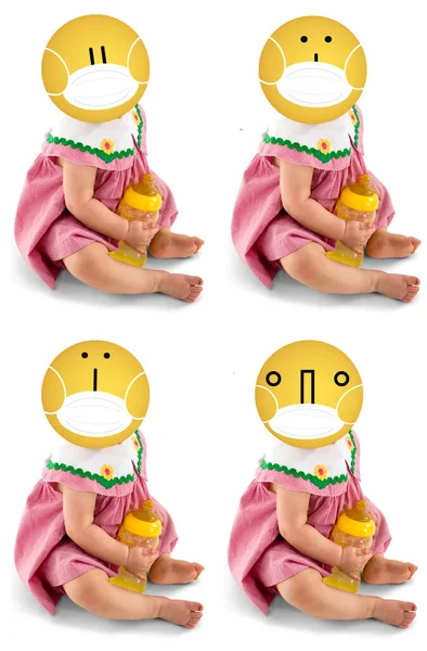 Emoji Baby Mit Gesichtsmaske Tastaturkürzel — Stockfoto