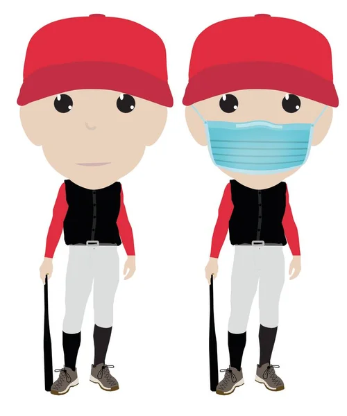 Male Softball Player Uniform Bat Wearing Uniform Illustration One One — Stock Photo, Image