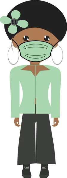 Vacker Dressy Afrikansk Kvinna Med Mode Ansikte Mask Illustration — Stockfoto