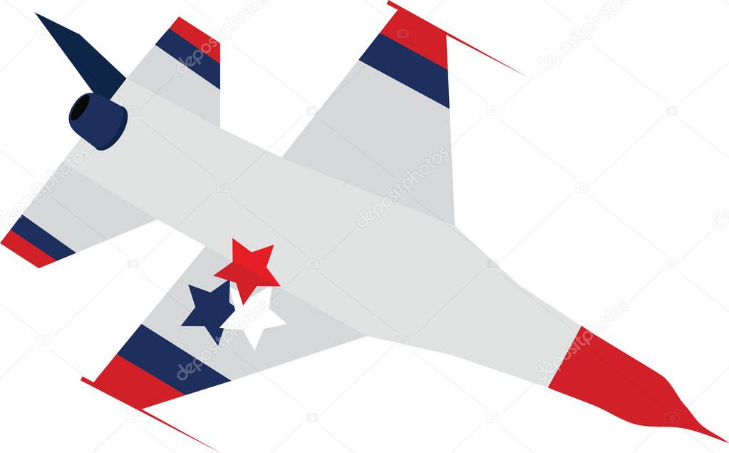 Illustration Single Red White and Blue Demonstration Fighter Jet
