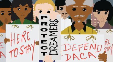 DACA Eylemci Mitingi İllüstrasyonu Çocukluk Gelişleri İçin Eylem Ertelendi