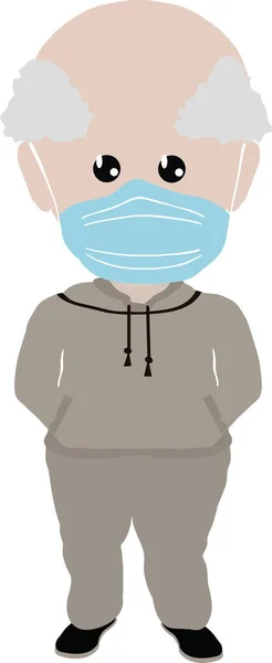 Illustration Äldre Farfar Man Svettdräkt Med Ansiktsmask — Stockfoto