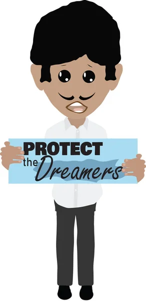 Protestante Masculino Hispânico Daca Com Protect Dreamers Assinar — Fotografia de Stock