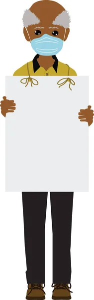 Иллюстрация Peaceful Protesting Elderly Black Man Sandwichboard — стоковое фото