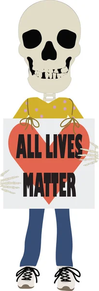 Illustration Skelett Med Banner Reading All Lives Matter — Stockfoto