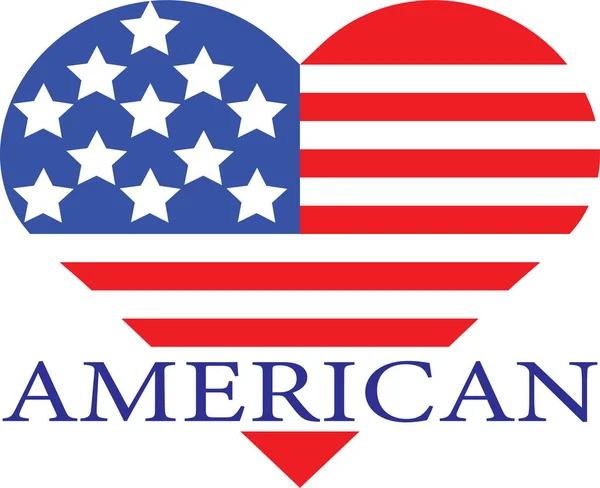 Coração Americano Vermelho Branco Azul Estrelas Listras — Fotografia de Stock