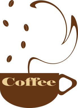 Kahve fincanının buharlı ve fasulyeli hali