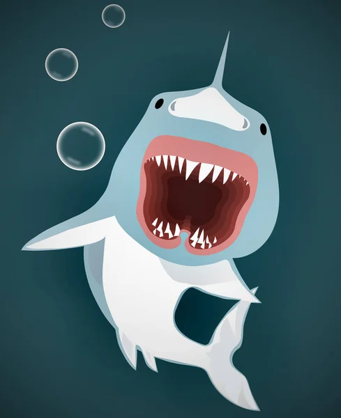 Illustration of Great White Shark Attacking Under Water