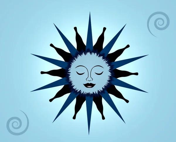 Śpiący Niebieski Księżyc Ilustracja — Zdjęcie stockowe