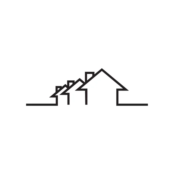 Mono Line Emlak Evi Logo Simge Tasarım Şablonu Vektör — Stok Vektör