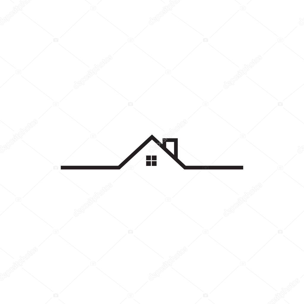 Mono line real estate house logo icon design template vector