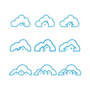 Bulut ev logo simge şablon vektör çizimi