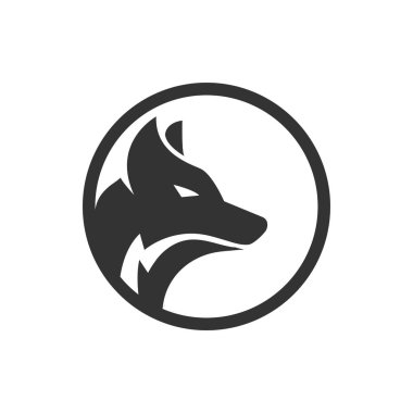 Daire wolf logo tasarım kavramı vektör çizimi
