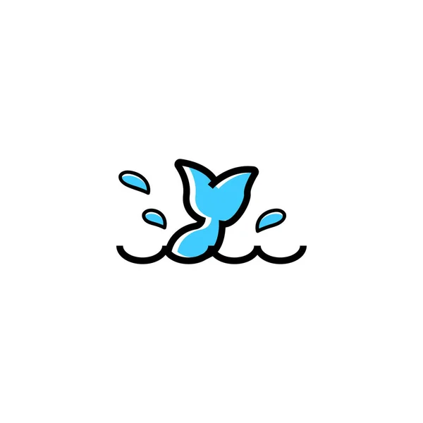 Peces Sumergiéndose Vector Diseño Del Logotipo Del Océano Agua — Vector de stock