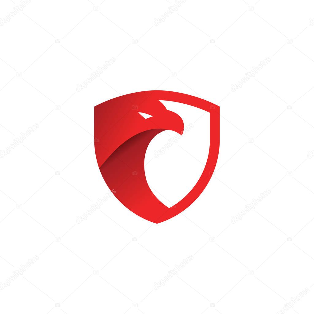 Security shield red eagle logo design template vector