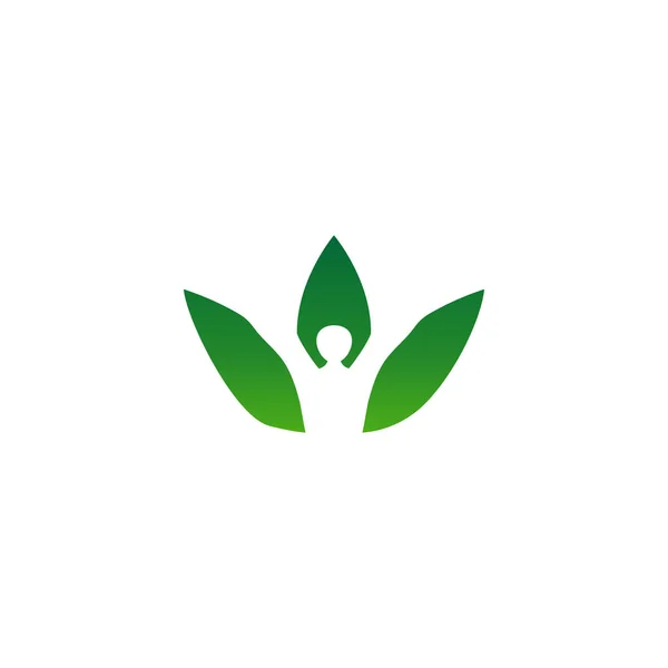 Humanoid Folhas Círculo Logotipo Conceito Modelo — Vetor de Stock