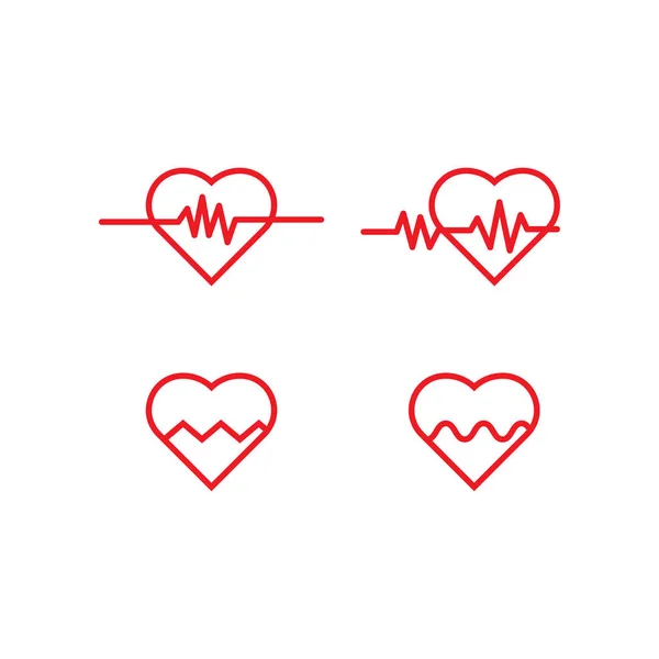 Corazón Pulso Contorno Logotipo Icono Plantilla Vector — Archivo Imágenes Vectoriales