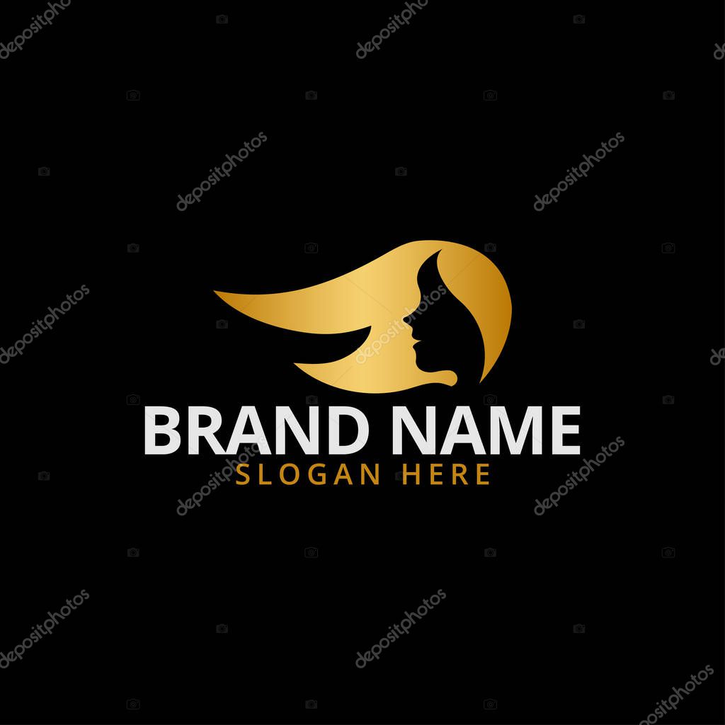 Luxury girl salon logo design template vector