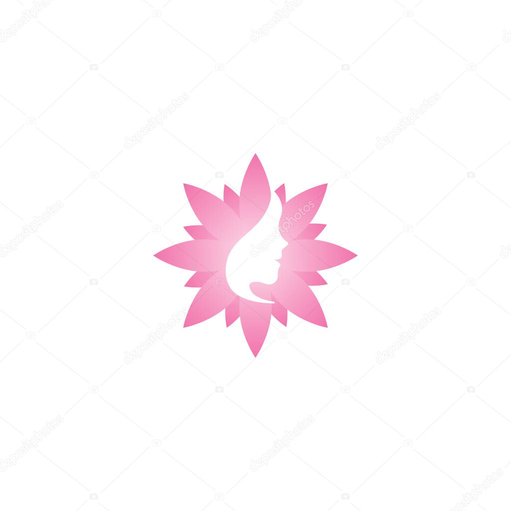 Spa aesthetic girl logo design template vector
