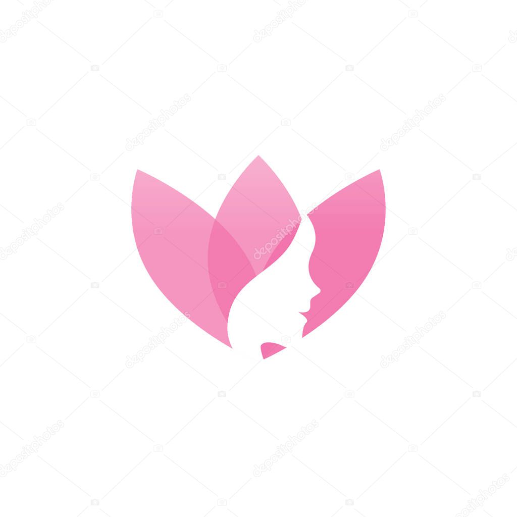 Spa aesthetic girl logo design template vector