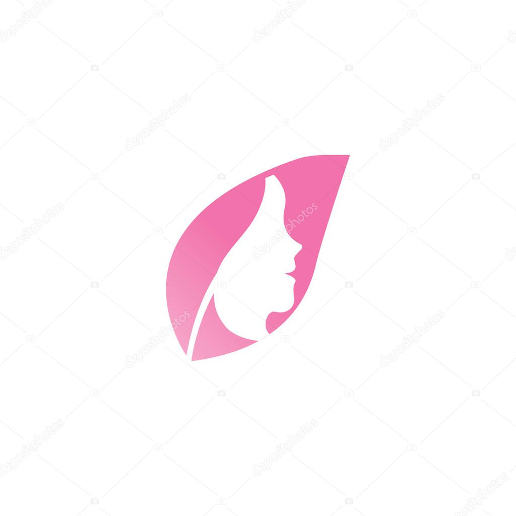 Spa aesthetic girl logo design template vector