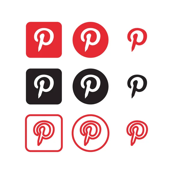 Colección Vector Iconos Redes Sociales Pinterest — Vector de stock