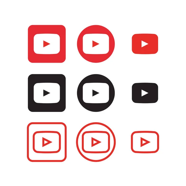 Youtube 미디어 아이콘 벡터의 컬렉션 — 스톡 벡터