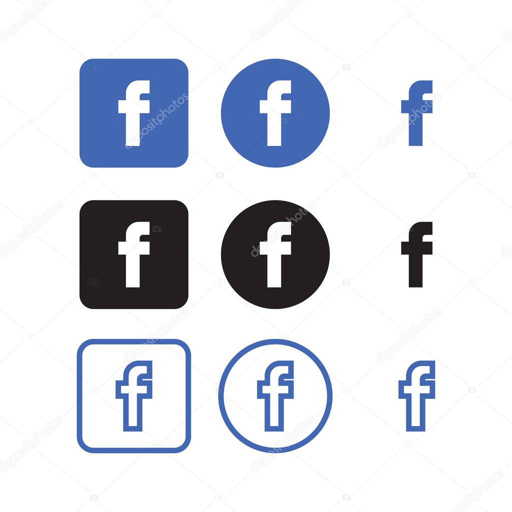Collection of facebook social media icons vector