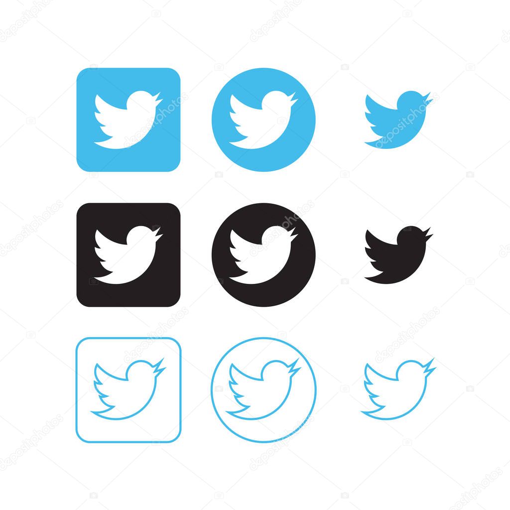 Collection of twitter social media icons vector
