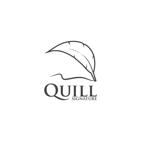 Illustration Quil Logo Design Template Vector — Stock Vector