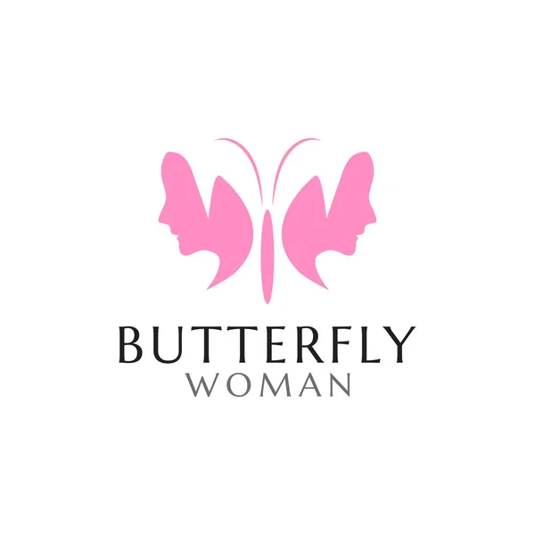 Motýl Žena Logo Ikonu Návrhové Šablony Vektor — Stockový vektor