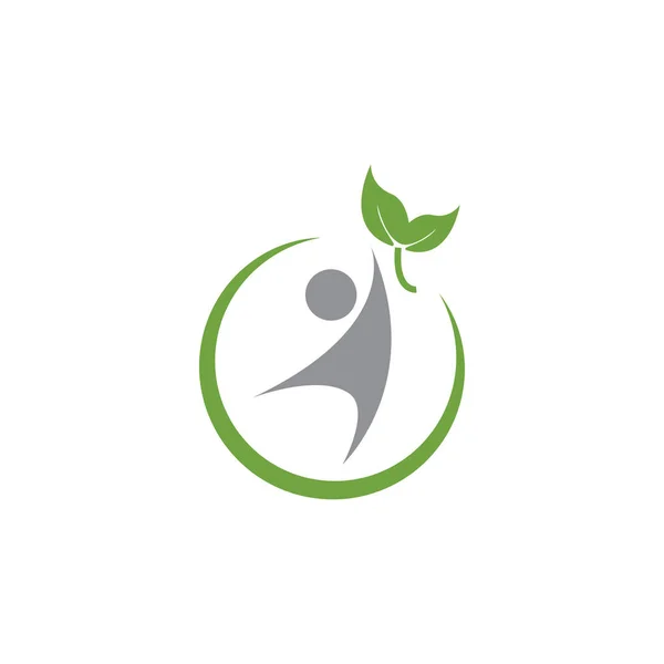 Lidské Listové Wellness Logo Ikonu Návrhu Šablony Vektor — Stockový vektor