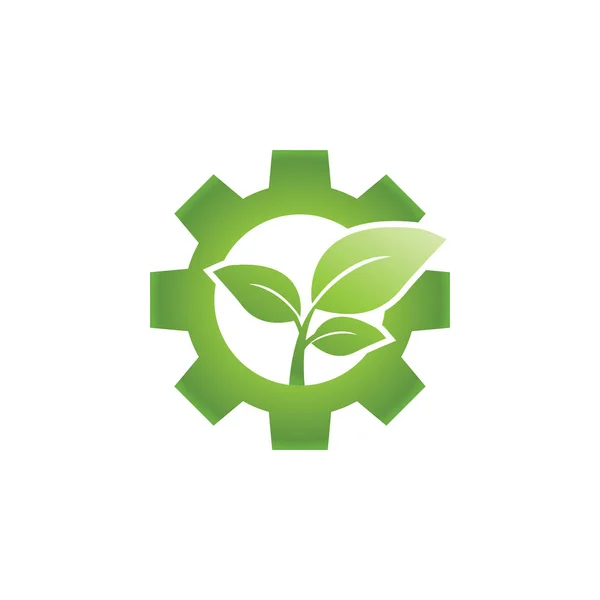 Megy Zöld Levél Ipari Logo Design Koncepció Vektor Felszerelés — Stock Vector